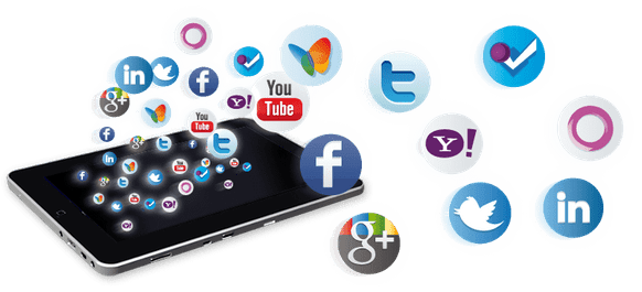 Social media icons from phone